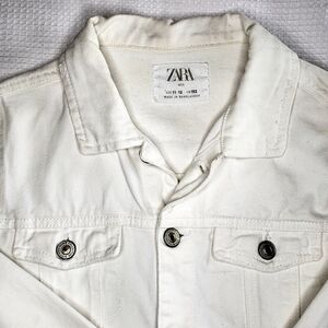 Zara Girls 11/12 White Fitted Stretch Denim Jean Jacket